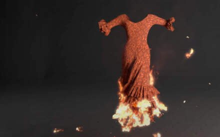 Pyro y Vellum: vestido en flamas